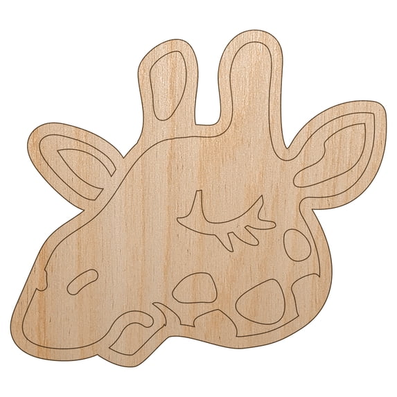 Sleepy Giraffe Head Wood Shape Unfinished Piece Cutout Craft DIY Projects - 6.25 Inch Size - 1/8 Inch Thick