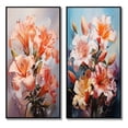 thumbnail image 2 of Designart "Lilies love expression II" Lilies Framed Wall Art Set Of 2 - Coral Floral Framed Canvas Set For Living Room Decor, 2 of 7