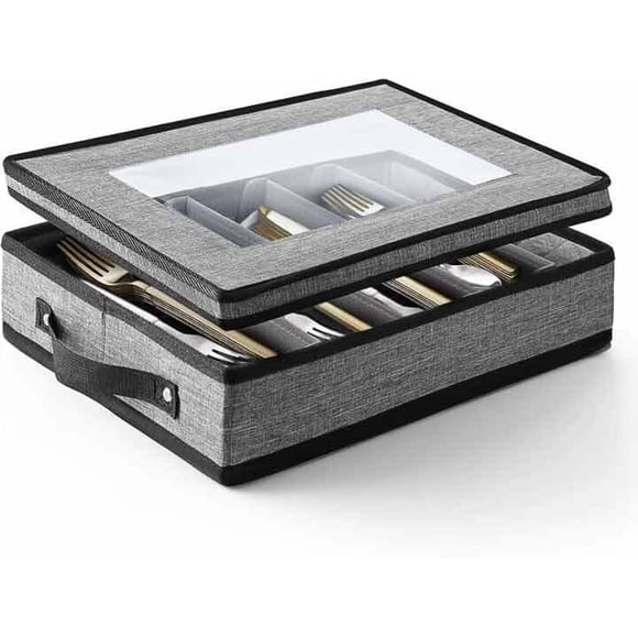 Caja de almacenamiento para cubiertos y utensilios Hearth & Harbor Grey
