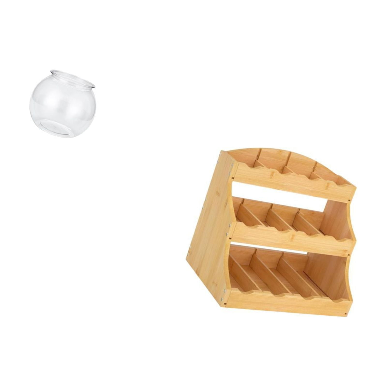 Desktop Aquarium Tank Fish Bowl Vase Organizer PP Wood Compact Size for Office Home Kitchen Storage