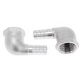 thumbnail image 1 of Accesorios de manguera en forma de espiga de acero inoxidable 304 Unique Bargains 33/64" OD 1/2" BSPT conector de codo de 90 grados para aire, agua, aceite, gas, combustible, 2 piezas tono plateado, 1 of 1
