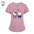 thumbnail image 4 of Camiseta de verano para Hospital, camiseta para mujer, camisetas para mujer, camisetas con bolsillos, uniforme de enfermera, ropa de mujer con cuello en V de Hello Kitty 2023, 4 of 5