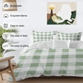 thumbnail image 4 of Sage Green Checkered Duvet Cover Set, Green White Buffalo Plaid Soft Duvet Cover California King Bedding Set 4 Pieces, 1 Quiltcover and 2 Pillowcases with Zipper, 1 Bed Sheet for All Seasons, 4 of 9