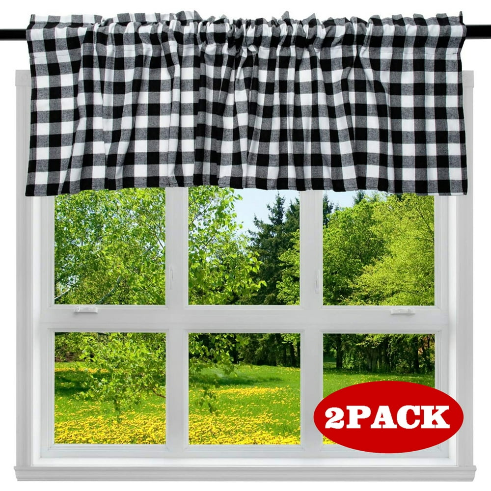 Kitchen Valances Buffalo Check Farmhouse Black and White Kitchen