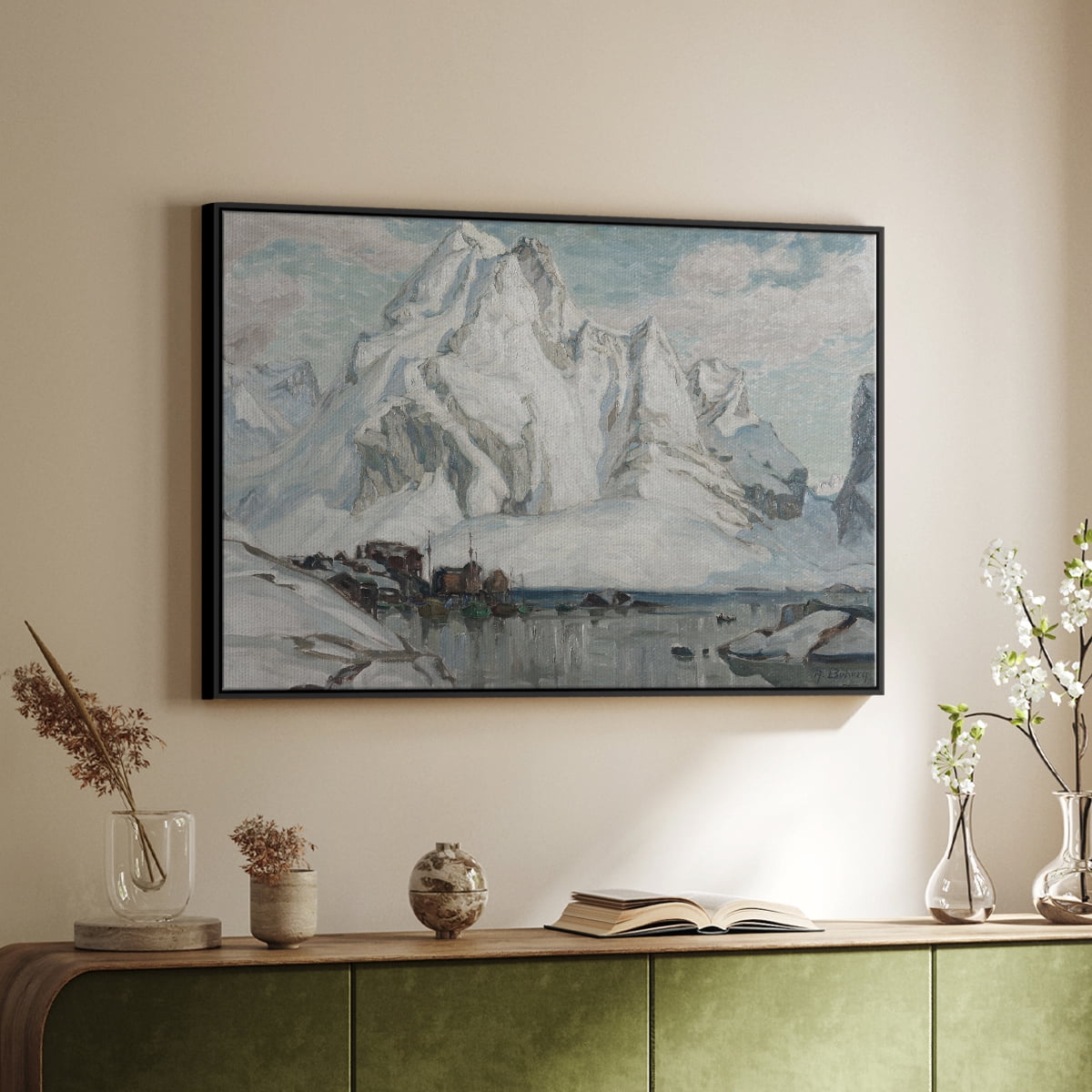 Vintage Landscape-CLX By Wexford Home Framed in Black Wood Gallery Wrapped Canvas 25 in. x 37 in.