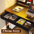 thumbnail image 5 of SEDETA L Shaped Gaming Desk with LED Lights, Pegboard and Drawers, Gaming Desk with Hutch, Computer Desk with Monitor Stand, Storage Shelves, Home Office Desk Corner Desk, Gaming Table, Black, 5 of 9