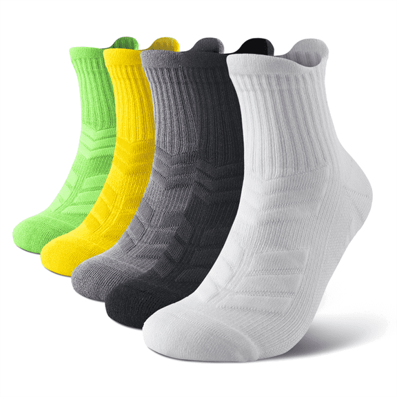 Mqamex Men's Compression Athletic Socks 5 Pairs,Moisture Wicking Cushioned Socks Arch Support,Size 6.5-9