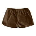 thumbnail image 4 of MIXUE Shorts For Women Summer Solid Color Cute Elastic Waist Drawstring Workout Yoga Mini Shorts Beachwear,Brown,XL, 4 of 5