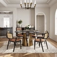 POVISON 59"Modern Black Round Dining Table with Lazy Susan for 6, Matte ...