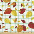 thumbnail image 2 of Ambesonne Colorful Fabric by the Yard Upholstery, Seasonal Fall Leaves, 1 Yard, Red Orange Yellow, 2 of 5