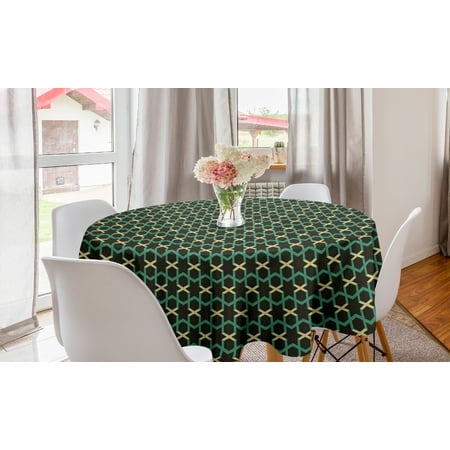 

Geometric Round Tablecloth Creative Mosaic Like Repetition with Hexagons and Stars Circle Table Cloth Cover for Dining Room Kitchen Decor 60 Olive Green Sea Green by Ambesonne