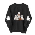 thumbnail image 4 of Meichang Halloween Crew Neck Sweatshirt Women Ghost Graphic Sweatshirts Oversized Long Sleeve Pullover Holiday Party Sweatshirt, 4 of 5