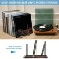 thumbnail image 3 of czcpp-Vinyl Record Holder 60 to 80 LPS Solid Wood Vinyl Record Storage Holder Now Playing Vinyl Record Stand Retro Audio Record Collection Holder with 3 Stainless-Steel Racks for Home Office Decor, 3 of 4