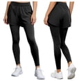 thumbnail image 6 of inhzoy Women's High Waist 2 In 1 Yoga Pants Quick-drying Compression Leggings Athletic Workout Shorts Tights Black S, 6 of 7