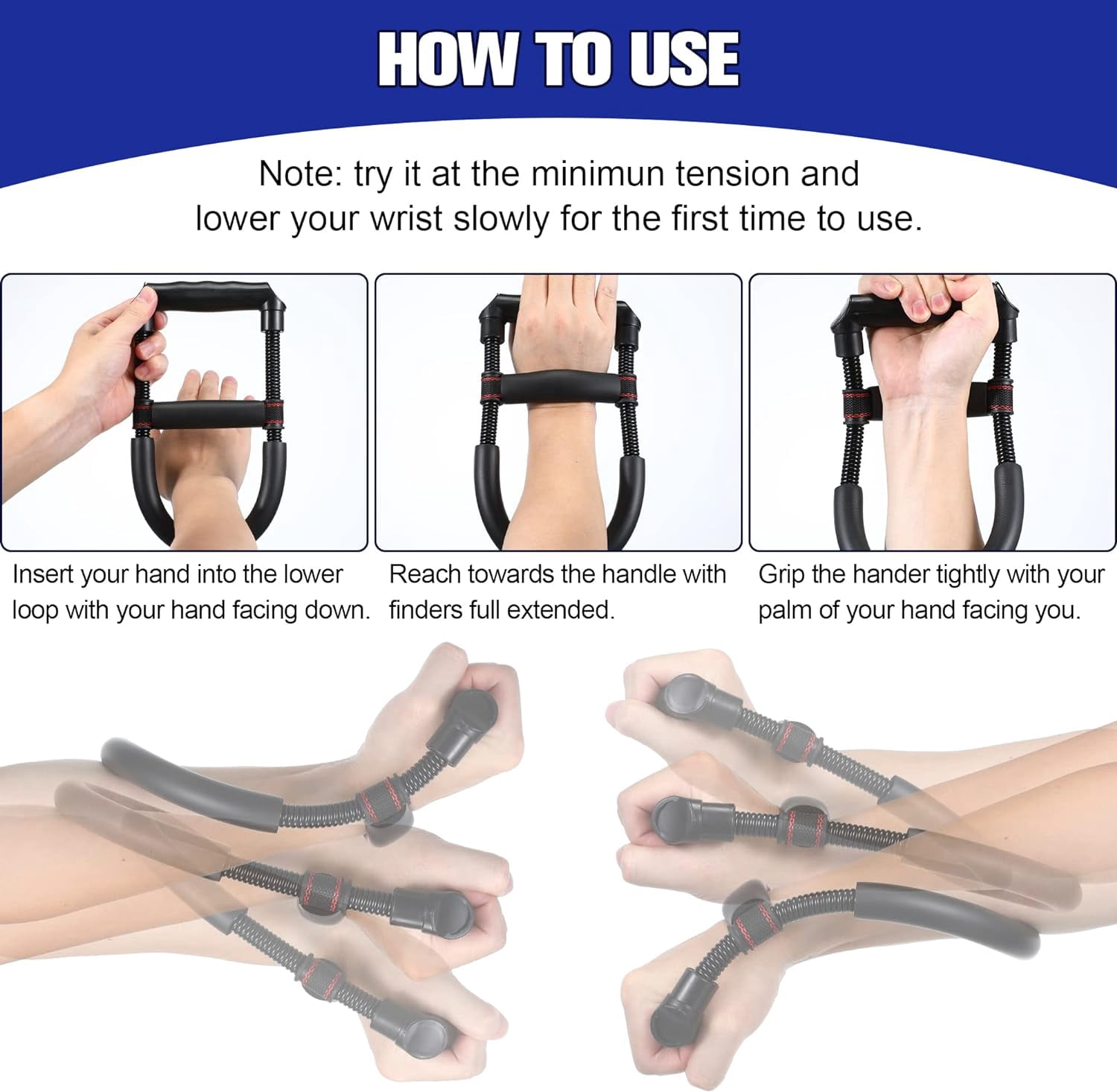 Wrist and Forearm Strengthener, Wrist Arm Exerciser with Adjustable Resistance, Gym Arm Grip Workout Strength Trainer Hand Developer