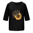 thumbnail image 4 of Blouses pour Femmes, T-shirt Décontracté en Coton et Lin Imprimé à Manches Courtes et Col Rond avec Boutons, 4 of 4
