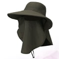 thumbnail image 2 of Sombrero protector con cubrebocas, transpirable, para exteriores, con protección antisalpicaduras y ala ancha (verde militar), 2 of 7