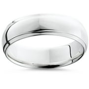 Pompeii Step Cut Polished Wedding Band 950 Platinum (,)