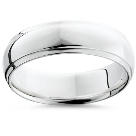 Pompeii Step Cut Polished Wedding Band 950 Platinum (,)