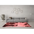 thumbnail image 3 of Ahgly Company Machine Washable Indoor Round Abstract Red Modern Area Rugs, 4' Round, 3 of 4