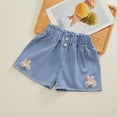 thumbnail image 5 of Akiihool Teen Girl Jean Shorts Girl's Jean Shorts Mid Waist Straight Leg Denim Shorts (Light Pink,3-4 Years), 5 of 9