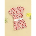thumbnail image 6 of Qtinghua Infant Toddler Baby Boy Girl Summer Outfit Strawberry/Animal Print Short Sleeve Tops Elastic Waist Shorts Set, 6 of 9