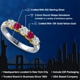 thumbnail image 2 of Gem Stone King 925 Silver and 10K Yellow Gold Lab Grown Diamond and Red Created Ruby Wedding-Bands Ring for Women | 1.01 Cttw | Round 3.5MM | Gemstone April Birthstone | Size 8, 2 of 6