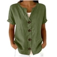 thumbnail image 2 of Yievot Womens Button Down Shirts Short Sleeve Loose Casual Tops Ladies Summer Blouses, 2 of 5