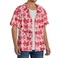 thumbnail image 2 of Gukieu pink ribbon bows Print Men's Short-sleeved Shirts, Button-down Pocket Shirts, T-shirts, Beach Vacation Travel Summer Clothing-Small, 2 of 5