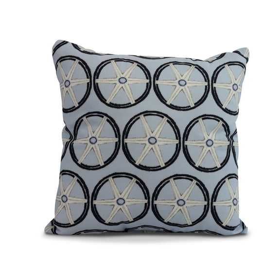 Simply Daisy, 18" x 18" Nautical Geo Lines, Geometric Print Outdoor Pillow, Blue