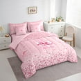thumbnail image 3 of Castle Fairy Girls Monogrammed Letter 7-Piece Twin Bedding Sets,Sparkling Sequin Crystal Bedding Comforter Set,Pink Bowknot Breathable Sheet Sets,Super Cozy Room Decor, 3 of 8