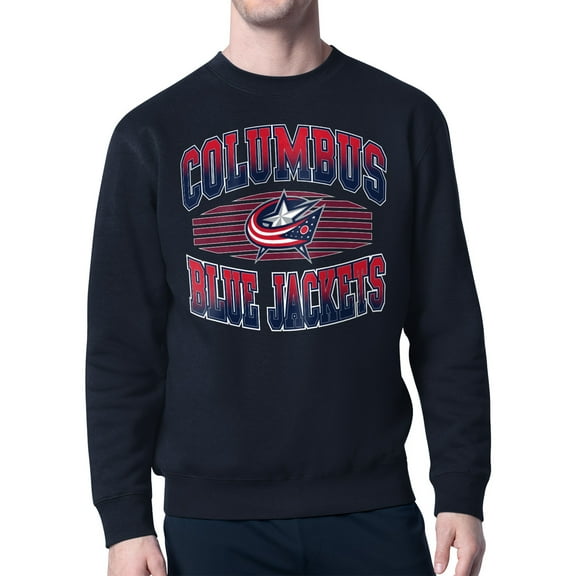 Men's Starter Navy Columbus Blue Jackets Team Grit Graphic Fleece Pullover Sweatshirt