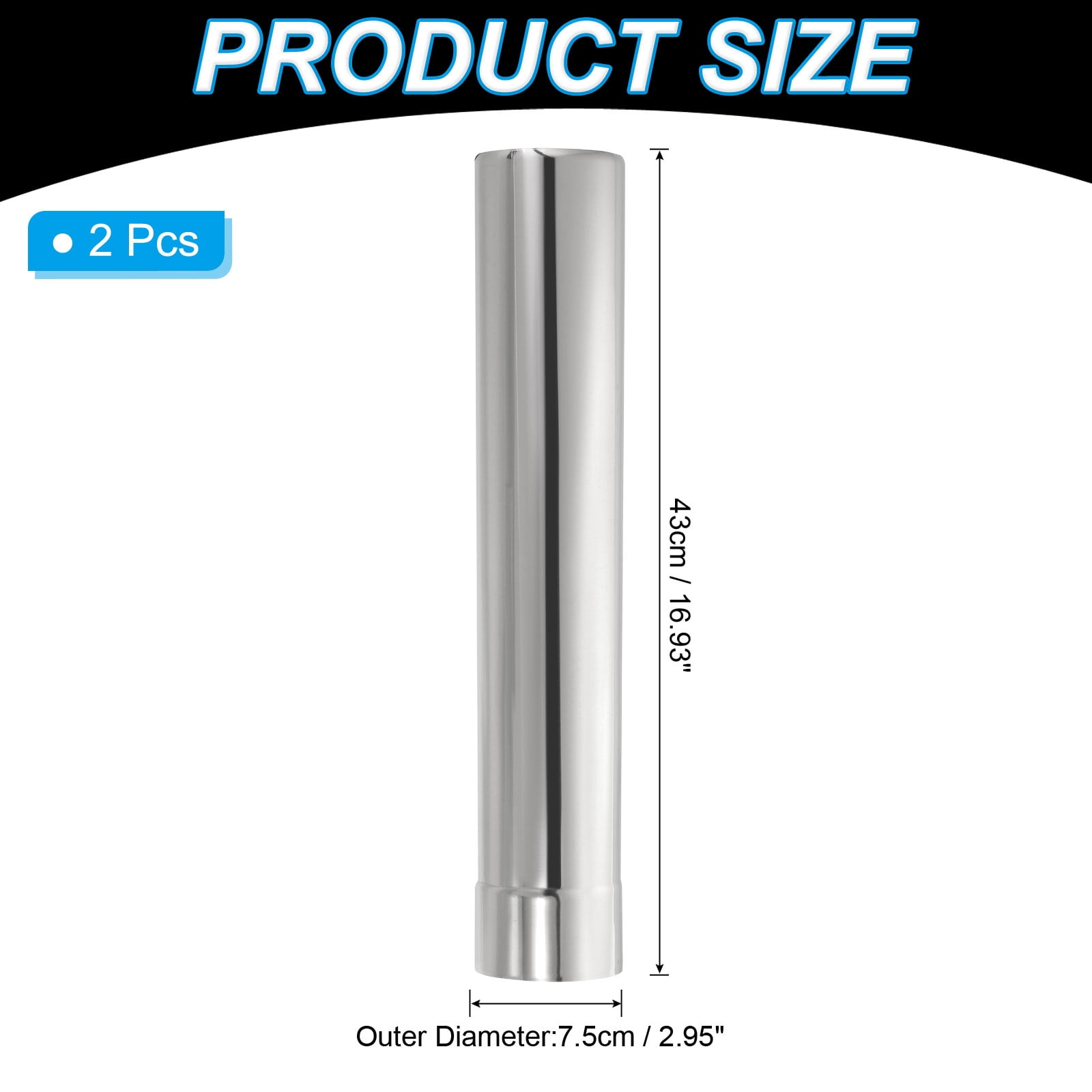 Uxcell 2.95Inch Stove Pipe, 2Pcs Stainless Steel Straight Tent Stove Chimney Pipe for Camping Stove Vent Exhaust