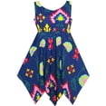 thumbnail image 2 of Girls Dress Flower Print Hanky Hem With Necklace 14, 2 of 6