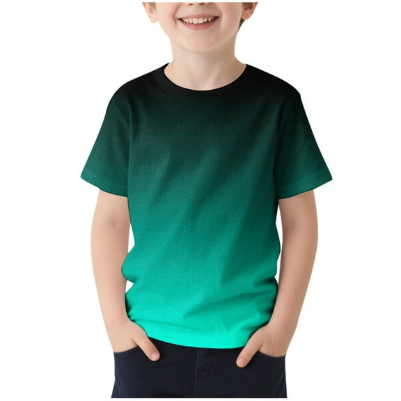 DeHolifer T-Shirts for Boys Girls Summer Trendy Gradient Color Crewneck Short Sleeve Sports Tee Tops,9-10Years