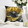 thumbnail image 5 of Yellow Gray Black Decorative Floral Throw Pillow Covers 18 X 18 Inch, Set Of 2, Linen Study Sofa Cushion Cover Indoor Living Room Home Decor, 5 of 7