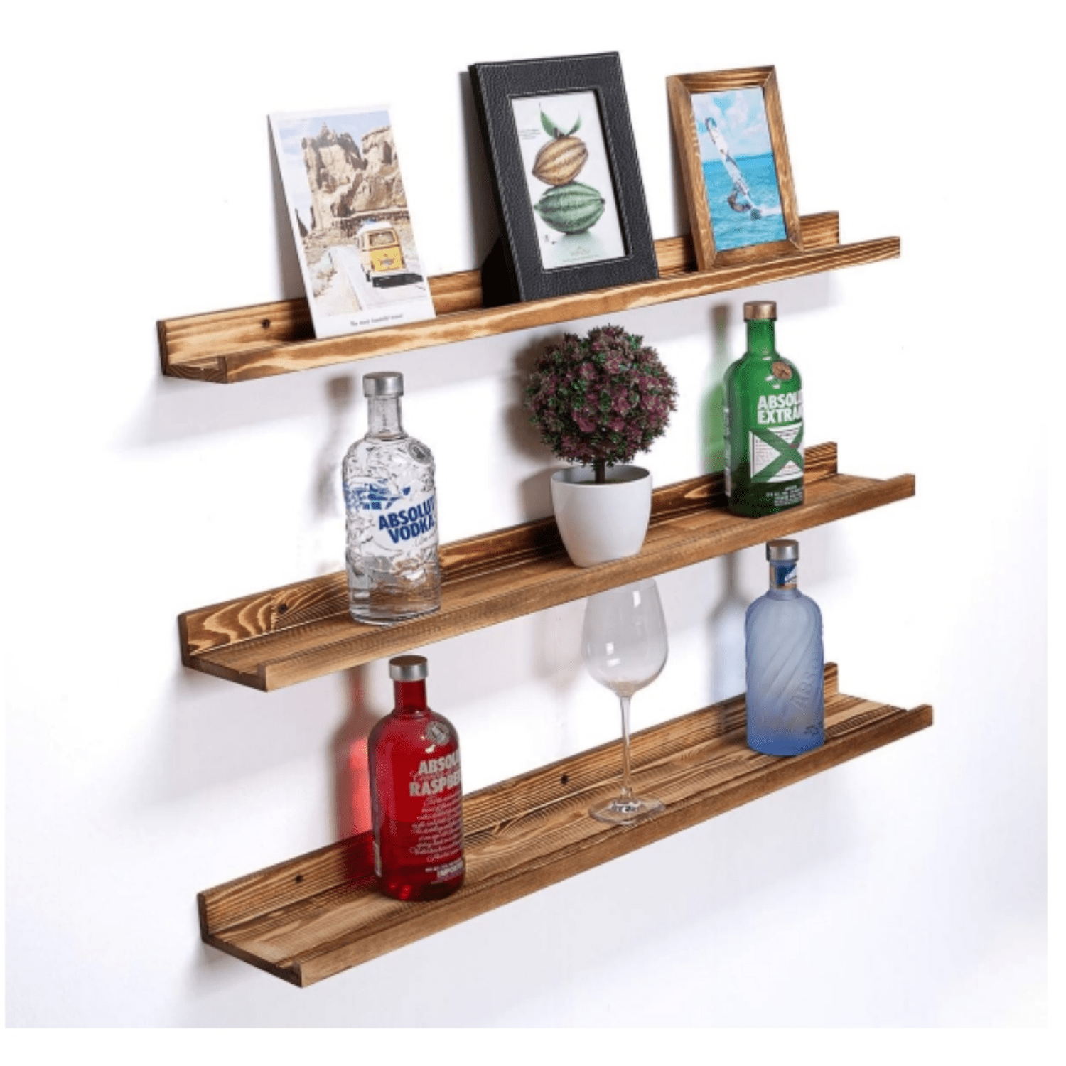 Large Floating Shelves 36 Inch Wood Wall Mounted Set of 3 Floating Bookshelf Long Wooden Picture Ledge Shelf for Home Decoration