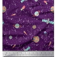 thumbnail image 1 of Soimoi Moss Georgette Fabric Star,Satellite & Planet Galaxy Print Sewing Fabric Yard 42 Inch Wide, 1 of 1