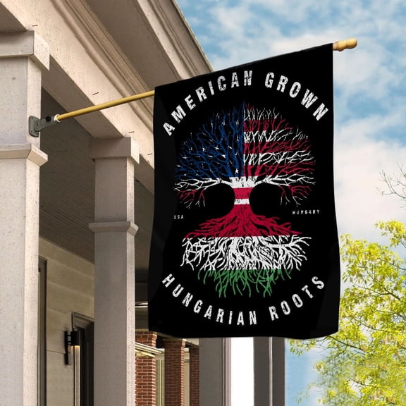 American Grown Hungarian Roots Hungary Flag Souvenir friendship Proud House Flag, Double-Sided Decorative Outdoor Flag, Patriotic Polyester Yard Flag 29.5 x 39.5 in