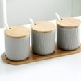 thumbnail image 2 of European Style Sugar Bowl With Lid, Ceramic Sugar Pot, Non-slip Coffee Accessories, Solid Color Sugar Pourer, Kitchen Storage-Grey 3 Set-300ml, 2 of 9