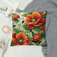 thumbnail image 2 of Creowell  Red Poppies Flowers，Printed Throw Pillow Case Square Decorative Pillow for Sofa, Chair, Daybed, ，Red and Green, 2 of 5