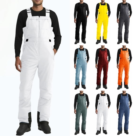 Men Snow Ski Snowpants Men's Waterproof Windproof Insulated Snow Ski Bib Overalls, Thermal Winter Snowpants for Skiing, Snowboarding, Camping and Outdoor Activities