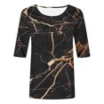 thumbnail image 4 of Tops Cortos para Mujeres, Casual Cuello Redondo Impreso Blusa de Manga Corta Hecha de 95% Poliéster 5% Spandex para el Uso Diario de Verano, Tacones Cortos para Mujeres, 4 of 4