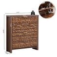 thumbnail image 4 of Wirrytor Floral Embossed Narrow Shoe Cabinet with 2 Flip Drawers, Slim Entryway Shoe Organizer for Hallway Foyer Bedroom, Walnut, 4 of 10