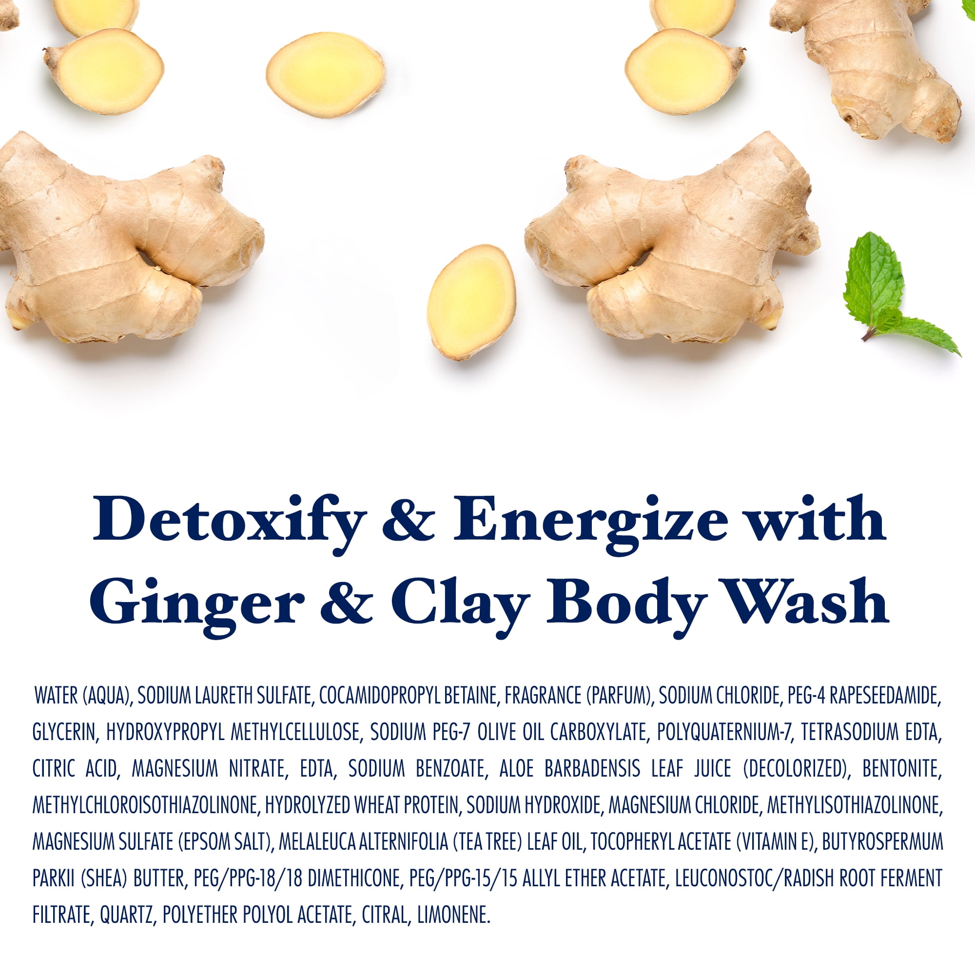 Dr Teal's Body Wash with Pure Epsom Salt, Detoxify & Energize with Ginger & Clay, 24 fl oz