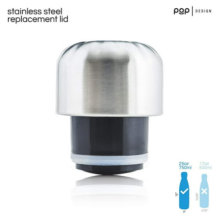 POP Design 25 oz Bottle Lid | Leak Proof Double Wall Vacuum Insulated Bottle Cap | Made from Stainless Steel & BPA Free | Fits 25oz Swell, Mira, Thermo Tank, Simple Modern Water