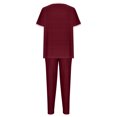 thumbnail image 4 of Viadha Womens Summer Sets Women's Fashion Casual Solid Color Round Neck Short Sleeved Long Pants Two-piece Set, 4 of 5