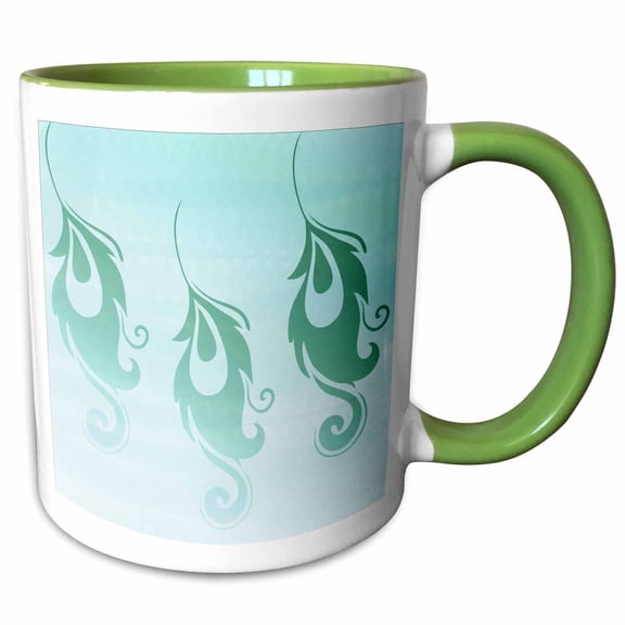 3drose, Chic Teal Green Peacock Feathers, 11oz Two-tone Green Mug
