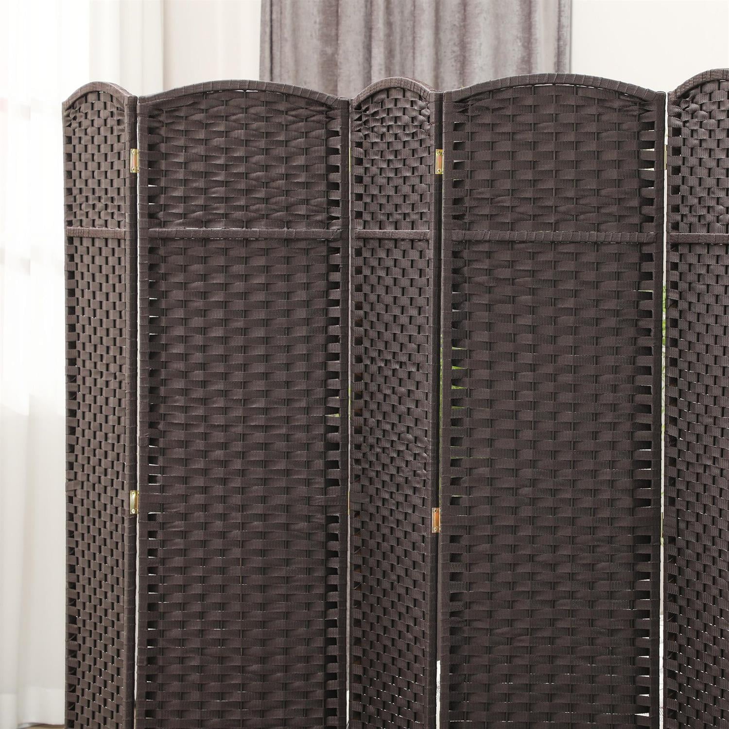 Demi Bonn 8-Panel Folding Room Divider Screen, 5.6' Tall Privacy Screen for Home Office, Space-Saving Freestanding Partition, Brown