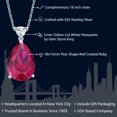 thumbnail image 2 of Gem Stone King 925 Sterling Silver Created Ruby and White Moissanite Pendant Necklace for Women (13.47 Cttw, Pear Shape 18X13MM, with 18 inch Chain), 2 of 4